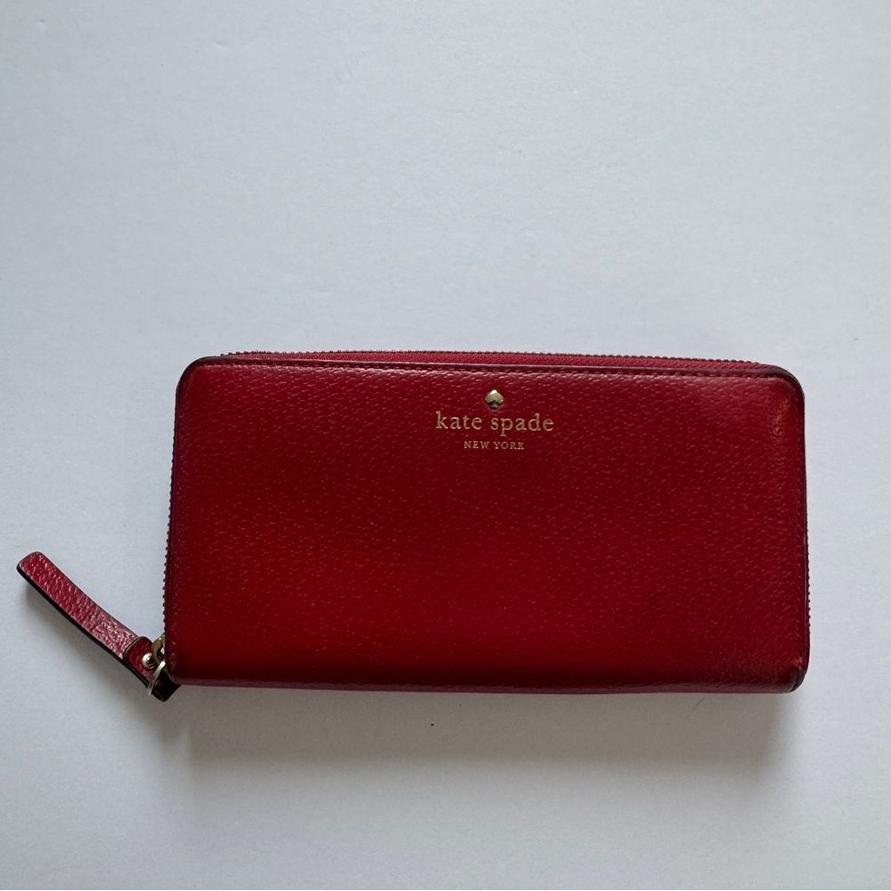 Kate Spade Women's Grand Street Neda Zip Around Red Leather Wallet